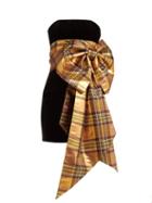 Matchesfashion.com Alexandre Vauthier - Tartan Bow Trim Velvet Dress - Womens - Gold Multi