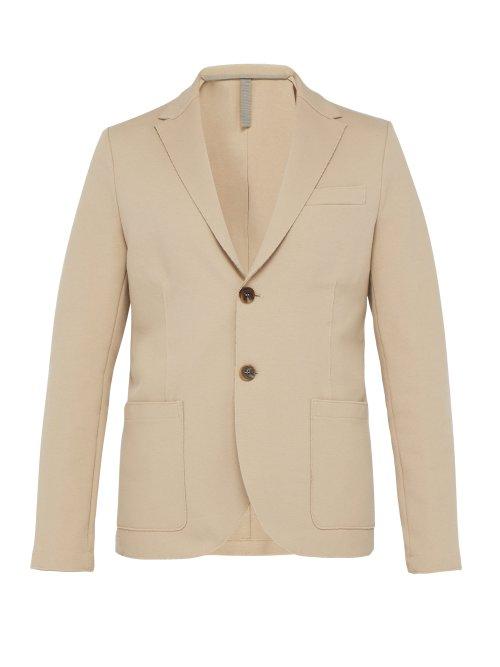 Matchesfashion.com Harris Wharf London - Single Breasted Cotton Blend Piqu Blazer - Mens - Beige