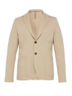 Matchesfashion.com Harris Wharf London - Single Breasted Cotton Blend Piqu Blazer - Mens - Beige