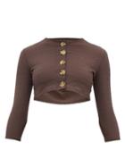 Matchesfashion.com Lisa Marie Fernandez - Cropped Honeycomb Weave Cover Up Cardigan - Womens - Brown