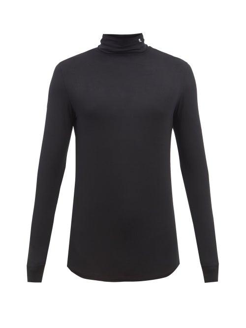 Raf Simons - R-embroidered Modal-blend Jersey Roll-neck Top - Mens - Black