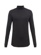 Raf Simons - R-embroidered Modal-blend Jersey Roll-neck Top - Mens - Black