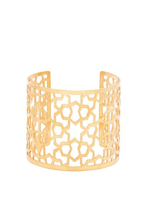 Matchesfashion.com Pippa Small Turquoise Mountain - Firbaa Laser Cut Gold Vermeil Cuff - Womens - Gold