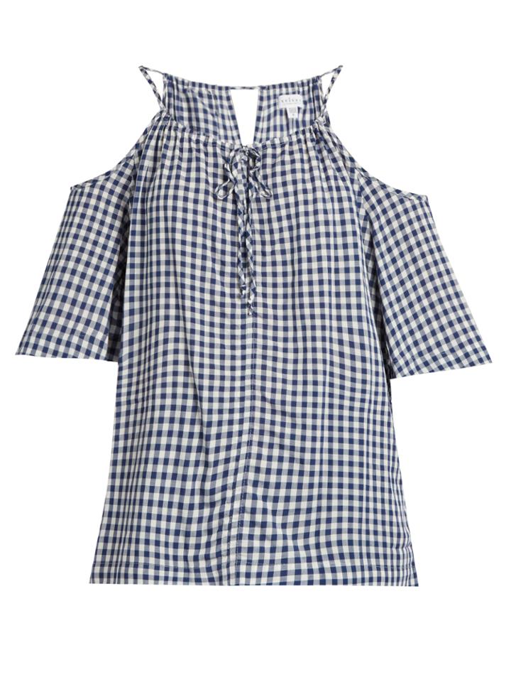 Velvet By Graham & Spencer Nedra Cut-out Shoulder Gingham Top