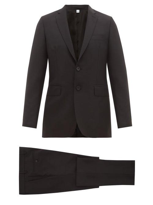 Matchesfashion.com Burberry - Single Breasted Wool Blend Crpe Suit - Mens - Black
