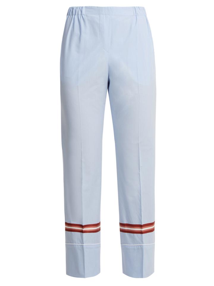No. 21 Straight-leg Striped Chambray Trousers