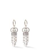 Gucci - Gg-crystal Drop Earrings - Womens - Silver