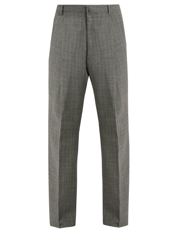 Lanvin Wide-leg Checked Wool Trousers