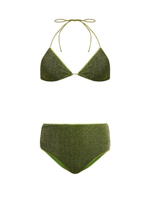 Matchesfashion.com Oseree - Lumire Metallic Triangle Bikini - Womens - Green