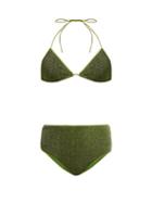 Matchesfashion.com Oseree - Lumire Metallic Triangle Bikini - Womens - Green