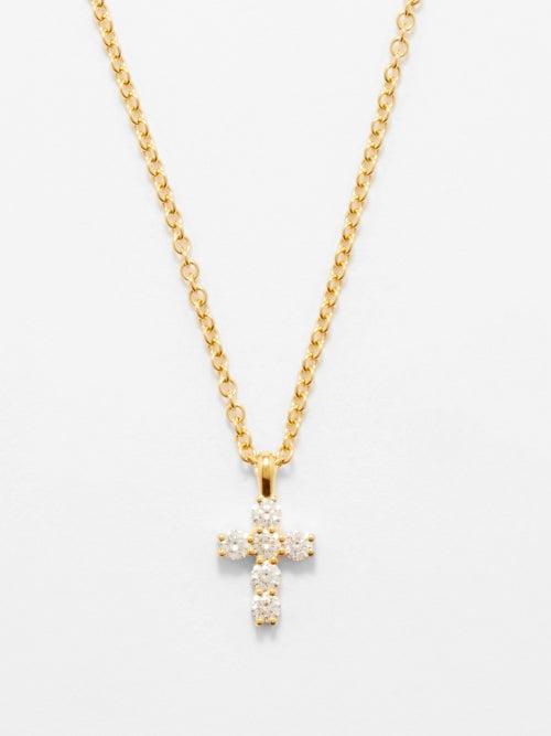 Anita Ko - Cross Diamond & 18kt Gold Necklace - Womens - Gold Multi