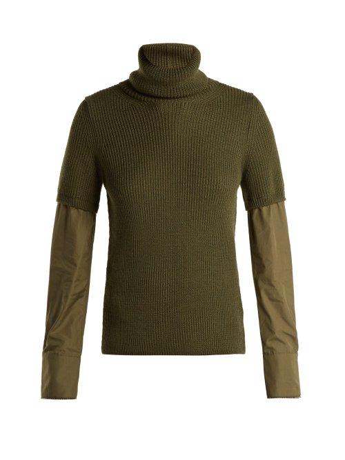 Matchesfashion.com No. 21 - Contrast Sleeve Roll Neck Wool Sweater - Womens - Khaki
