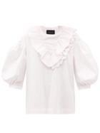 Matchesfashion.com Simone Rocha - Ruffled Puff-sleeve Cotton Top - Womens - Light Pink