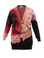 Alexander Mcqueen - Floral-jacquard Wool Longline Cardigan - Mens - Black Pink
