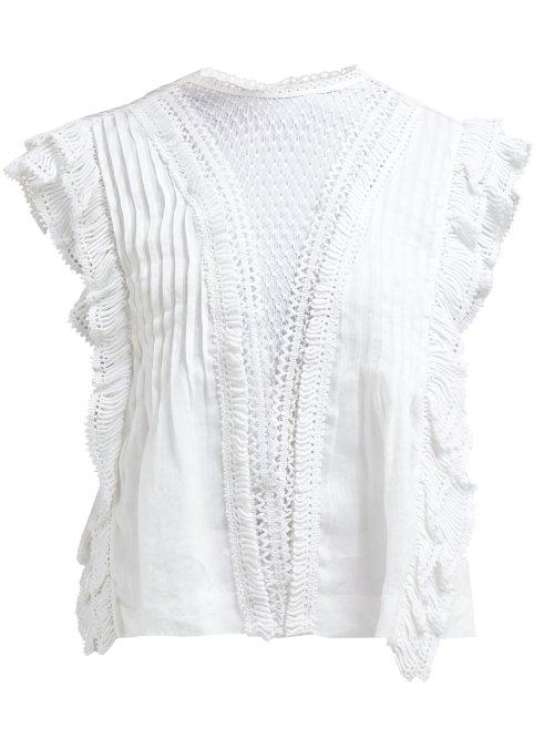 Matchesfashion.com Isabel Marant - Roya Crochet Insert Voile Blouse - Womens - White