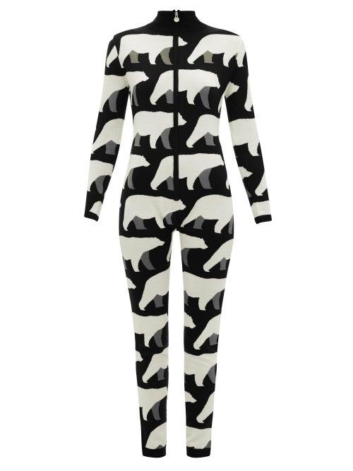 Matchesfashion.com Perfect Moment - Bear Print Merino Wool Jumpsuit - Womens - Black