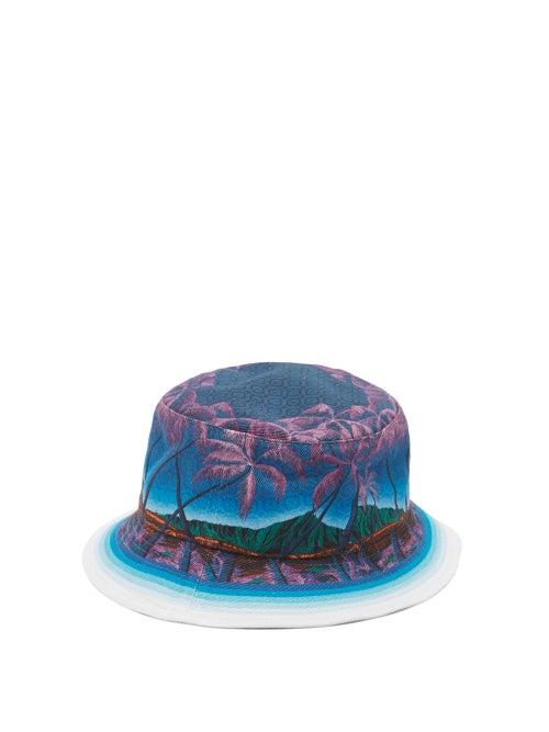 Matchesfashion.com Casablanca - Nuit A Maui-print Cotton Bucket Hat - Mens - Blue Multi