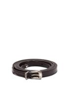 Matchesfashion.com Saint Laurent - Double Wrap Skinny Leather Belt - Womens - Black