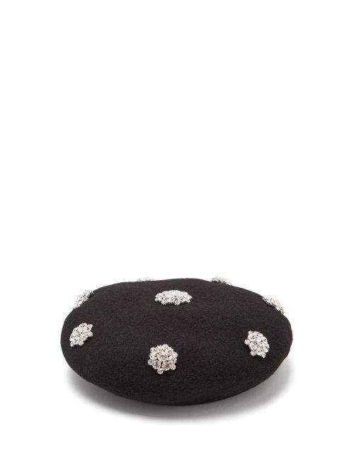 Matchesfashion.com Benot Missolin - Crystal Embellished Wool Beret - Womens - Black