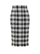 Matchesfashion.com Alexander Mcqueen - Checked Tweed Pencil Skirt - Womens - Light Blue