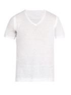 Matchesfashion.com 120% Lino - V Neck Linen Jersey T Shirt - Mens - White