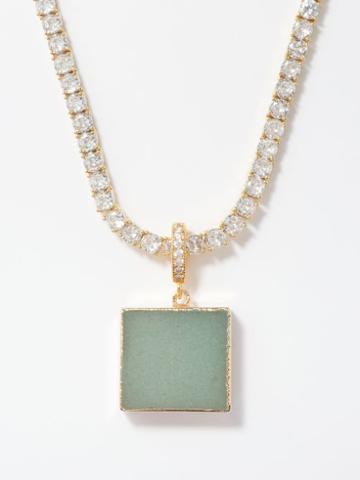 Crystal Haze - Quartz, Crystal & 18kt Gold-plated Necklace - Womens - Green Multi