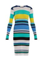 Matchesfashion.com Diane Von Furstenberg - Striped Cotton Blend Dress - Womens - Blue Multi