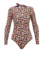 Matchesfashion.com La Doublej - Long-sleeved Floral-print Surf Swimsuit - Womens - Multi