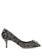 Matchesfashion.com Dolce & Gabbana - Belluci Crystal Embellished Lace Pumps - Womens - Dark Grey