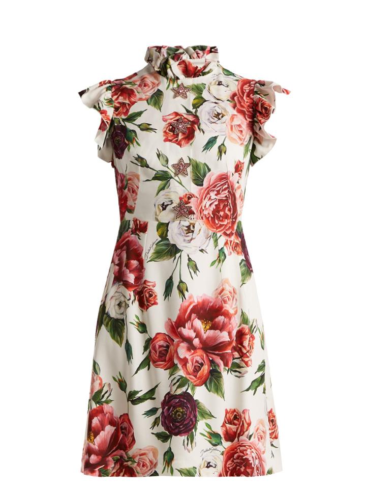 Dolce & Gabbana Peony-print Ruffle-trimmed Dress