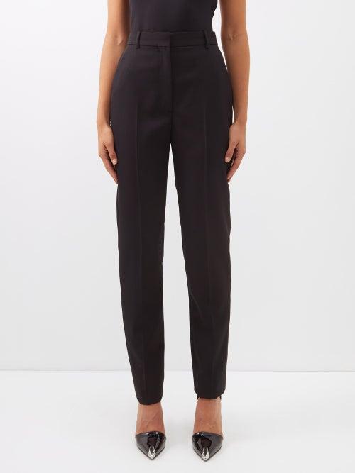 Alexander Mcqueen - Wool Grain De Poudre Slim-leg Trousers - Womens - Black