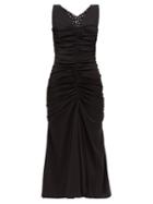 Matchesfashion.com Dolce & Gabbana - Ruched Front Silk Blend Dress - Womens - Black