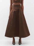 Emilia Wickstead - Zena Flared High-rise Satin Skirt - Womens - Brown