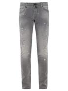 Matchesfashion.com Jacob Cohn - Distressed Mid Rise Slim Leg Jeans - Mens - Grey