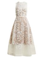 Elie Saab Floral-embroidered Tulle Dress