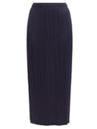 Matchesfashion.com Pleats Please Issey Miyake - Technical-pleated Longline Skirt - Womens - Navy