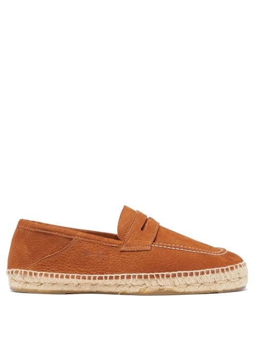 Matchesfashion.com Maneb - Hamptons Collapsible-heel Nubuck Penny Loafers - Mens - Dark Brown