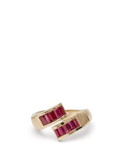 Matchesfashion.com Retrouvai - Wrap Ruby & Gold Ring - Womens - Red
