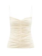 Khaite - Shelly Ruched Cotton-blend Jersey Cami Top - Womens - Cream