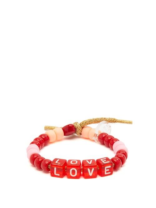 Matchesfashion.com Lauren Rubinski - Love Beaded Bracelet - Womens - Pink Multi