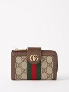 Gucci - Ophidia Gg-jacquard Web-stripe Zipped Wallet - Womens - Beige
