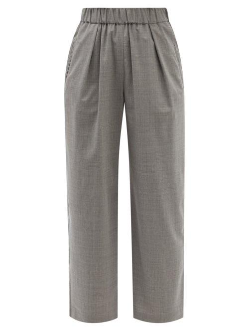 Ladies Rtw Alexandre Vauthier - Cropped Straight-leg Wool-blend Trousers - Womens - Grey