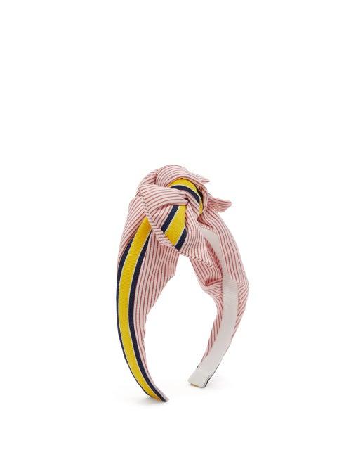 Matchesfashion.com Benot Missolin - Robyn Knotted Striped-cotton Headband - Womens - Red Multi