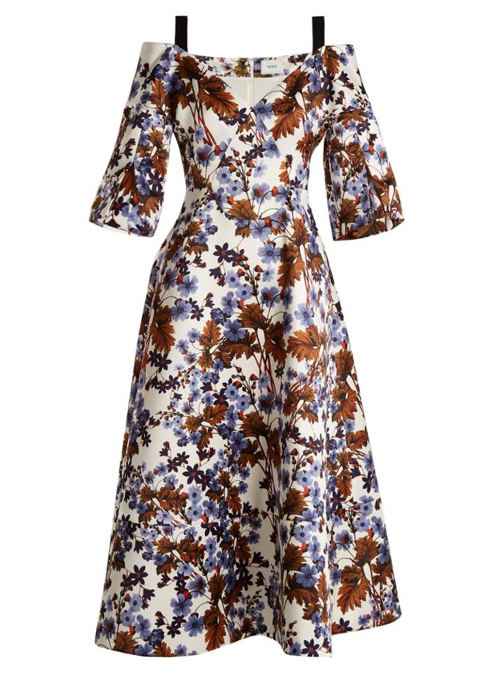 Erdem Karol Open-shoulder Duchess-satin Dress