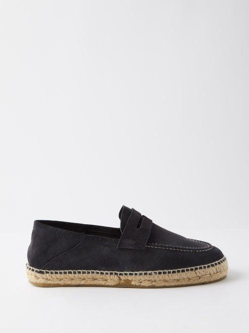 Maneb - Logo-debossed Suede Espadrille Loafers - Mens - Blue