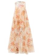 Ashish - Daisy-cutout Silk-organza Trapeze Dress - Womens - Beige Multi