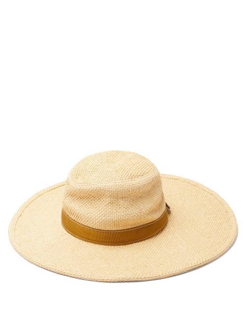 Matchesfashion.com Chlo - Leather-trimmed Woven Hat - Womens - Beige