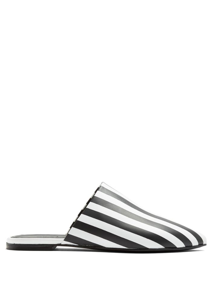 Marques'almeida Striped Point-toe Backless Leather Loafer