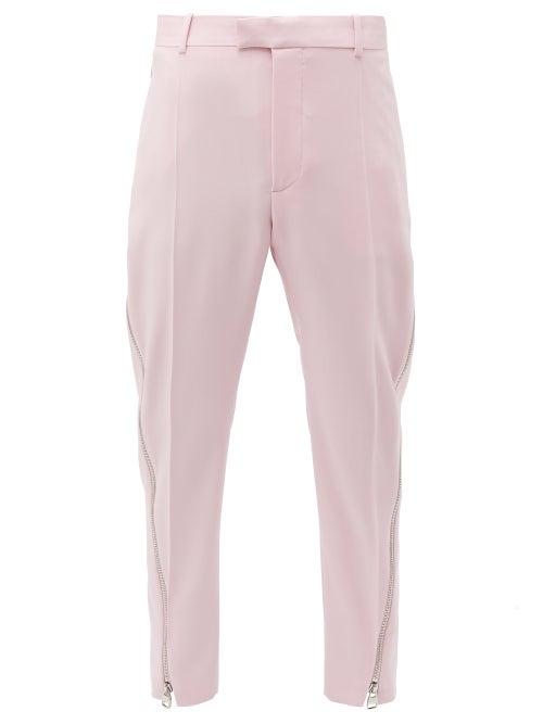Alexander Mcqueen - Side Zip Wool Slim-fit Suit Trousers - Mens - Pink