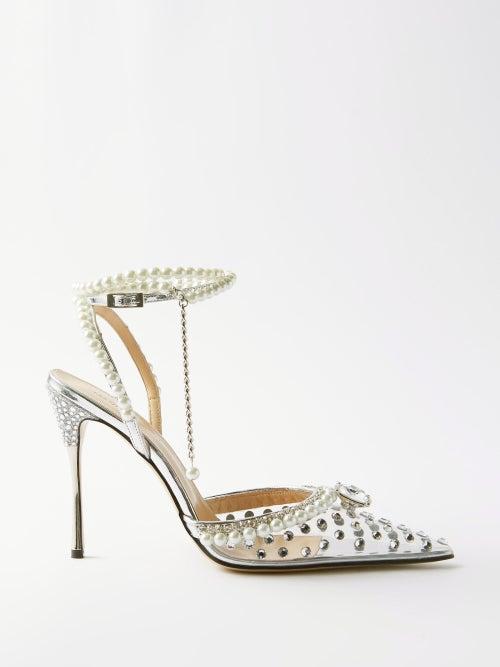 Mach & Mach - Diamond Of Elizabeth 110 Crystal & Pvc Pumps - Womens - Silver White